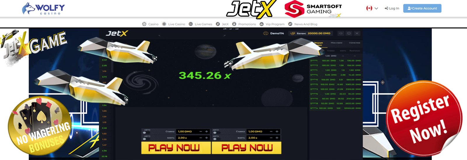 Play the JetX Game At Wolfy Casino